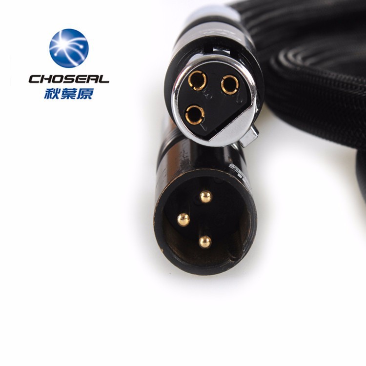 Choseal BB-5605 hochwertiges 6N OCC Audiophiles 24K vergoldetes XLR-Kabel mit Stecker und Buchse, 1 m (Paar)