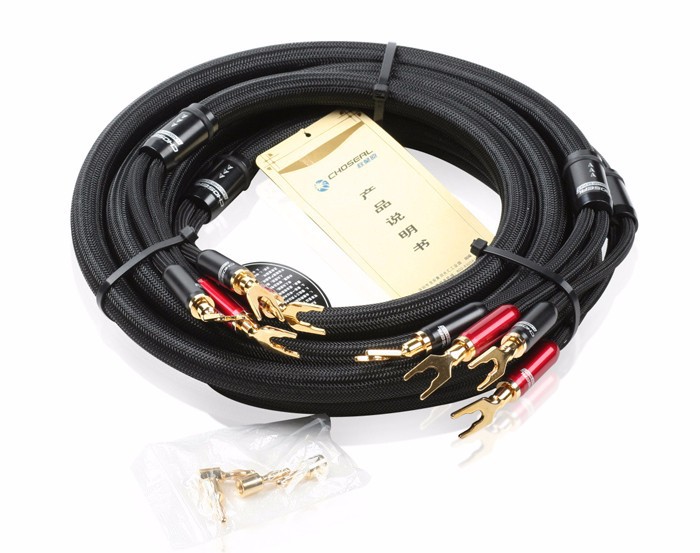Choseal LA-5101 6N OCC Cable de altavoz HIFI audiófilo 24K conector Banana chapado en oro Cable de altavoz de nivel superior Cable de clase superior 2,5 m