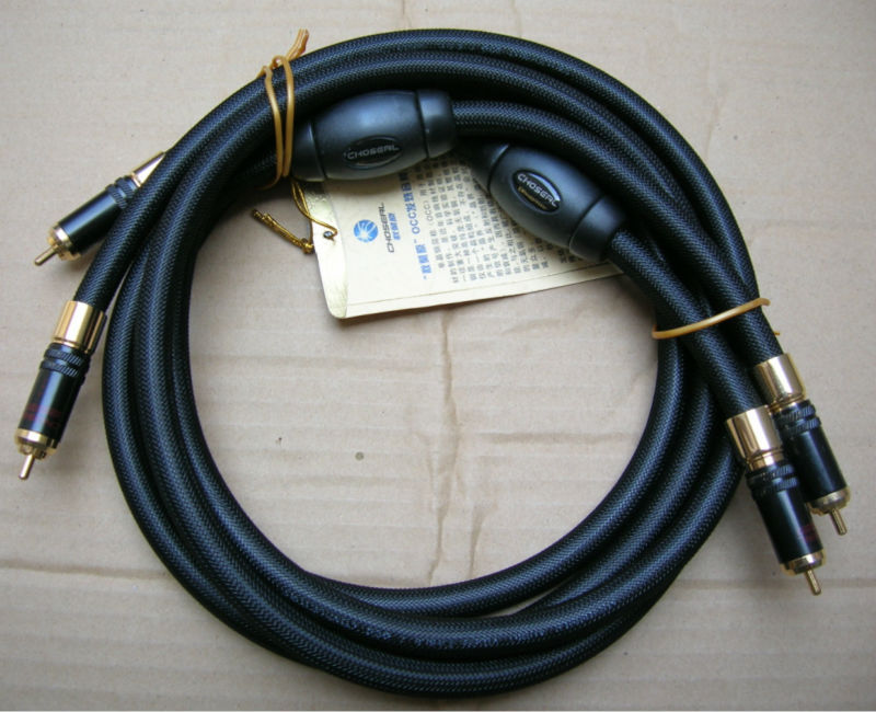 Choseal AB-5408 6N OCC Cable coaxial digital chapado en oro de 24 quilates con conector RCA chapado en oro, par de 1,5 m