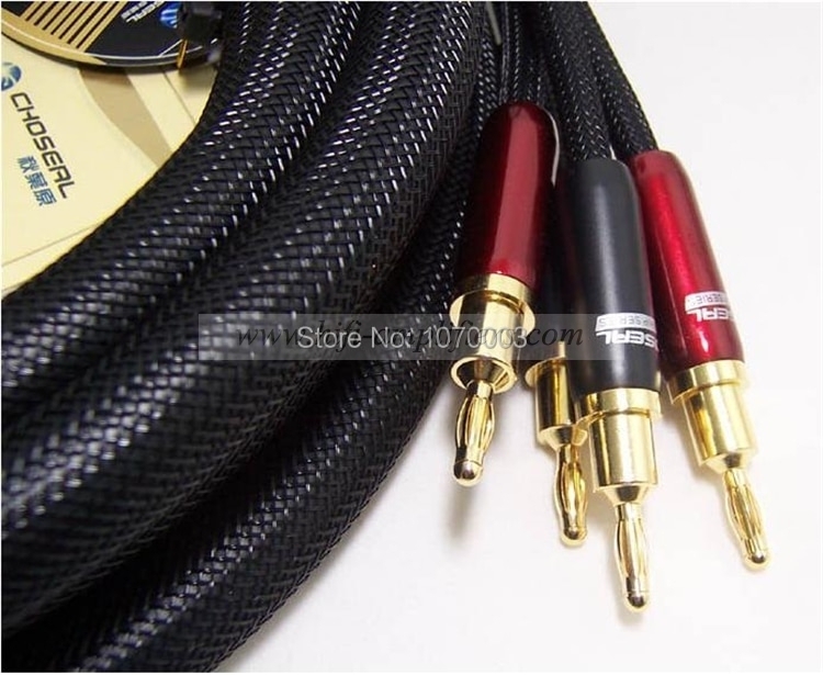 Choseal LB-5108 6N OCC Audiophile HiFi-Lautsprecherkabel, 24 K vergoldete Banane + U-Stecker, 2,5 m, nicht selbstgemacht (Paar)