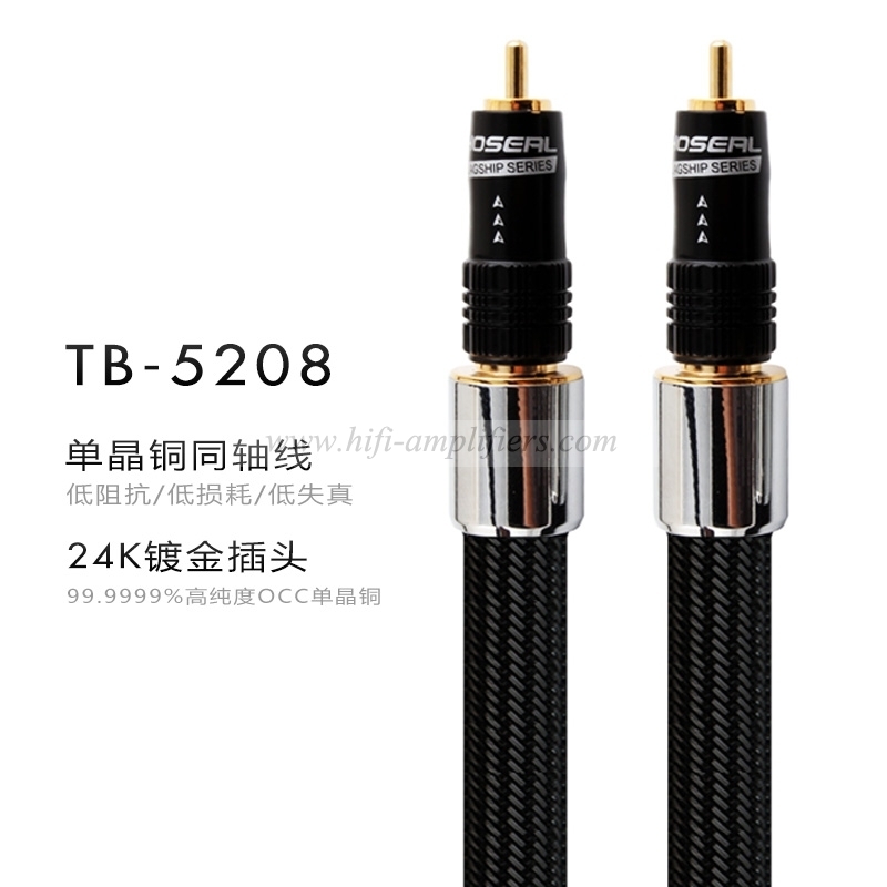 Choseal TB-5208 Digitales Koaxialkabel 6N OCC 75 Ohm 1,5M 24K vergoldetes Steckerkabel
