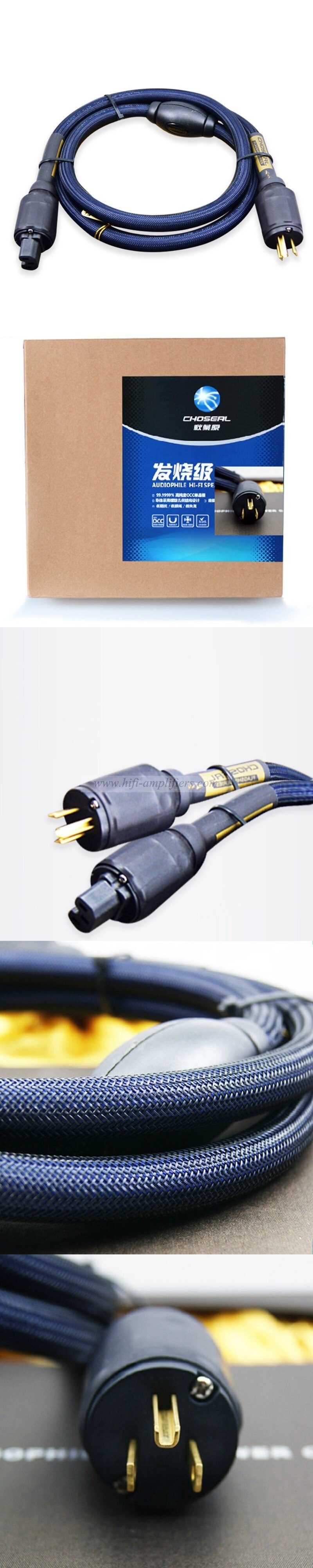 Choseal PB-5702 Audiophile 6N Cable de alimentación de cobre Cable de audio Enchufes de EE. UU.