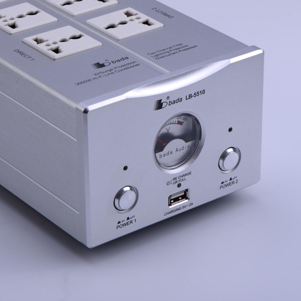 BADA LB-5510 potente purificador de filtro toma de corriente de audio HiFi con toma de corriente universal de carga USB