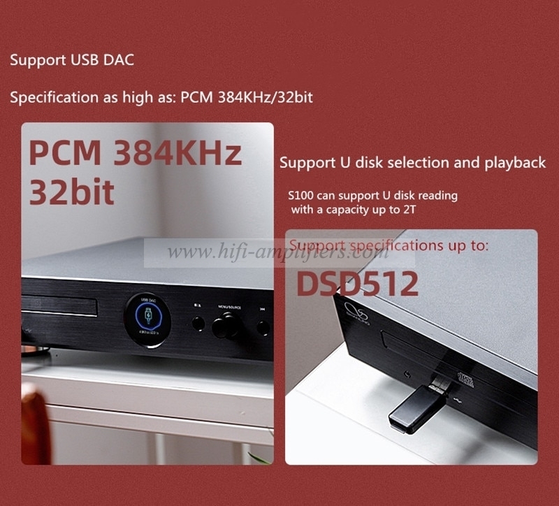 Shanling CD-S100(23) Lecteur CD HD AK4493SEQ Décodeur DSD USB HDCD tournant Bluetooth et télécommande
