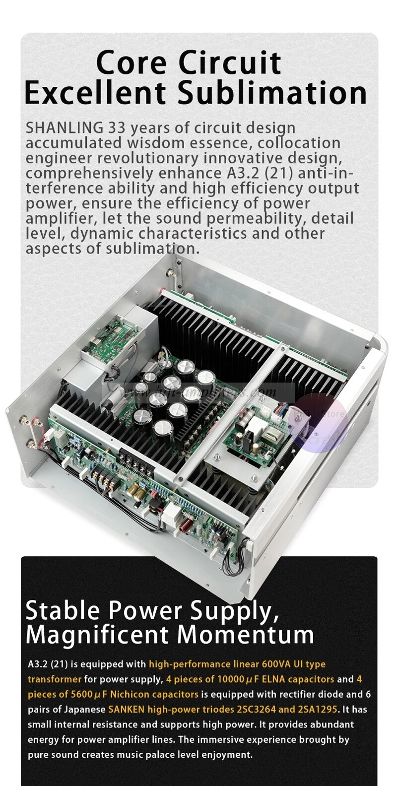 Shanling A3.2(21) amplificador integrado y amplificador de potencia balance completo XLR viene con un Control remoto