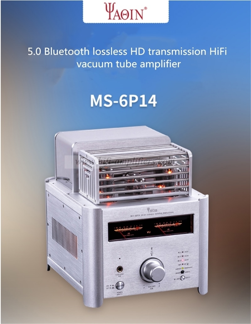 YAQIN MS-6P14 BT 5,0 ламповый усилитель 12AX7 12AU7 6n14n CSR8675 HiFi настольный аудио aptX HD с пультом дистанционного управления