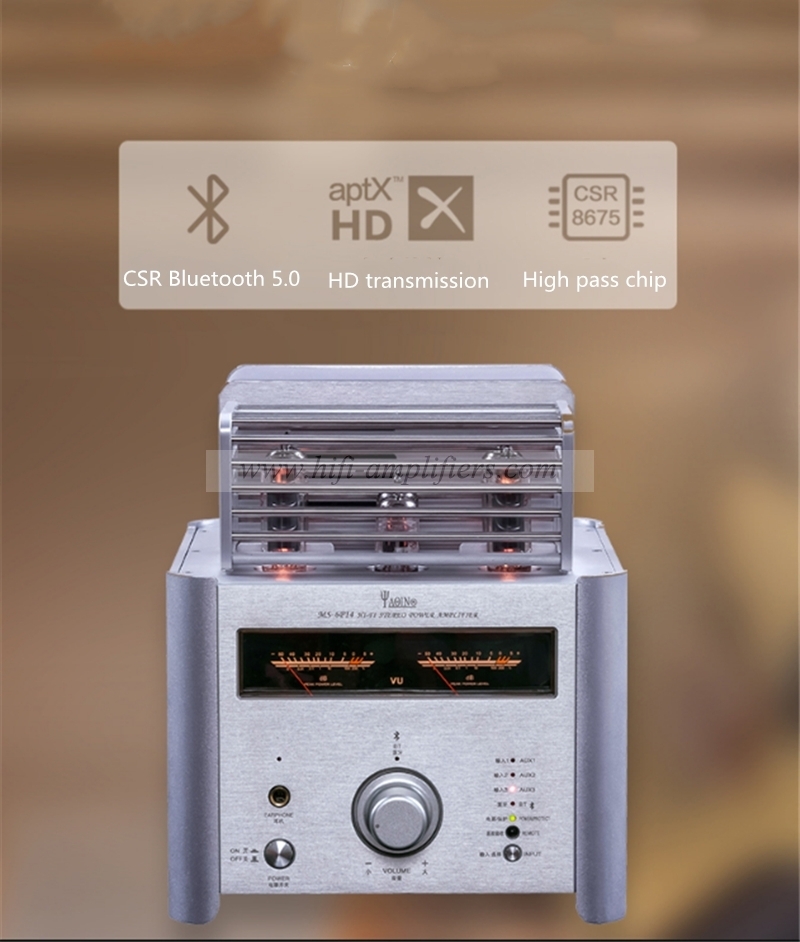 YAQIN MS-6P14 BT 5.0 amplificatore valvolare 12AX7 12AU7 6n14n CSR8675 HiFi desktop audio aptX HD con telecomando