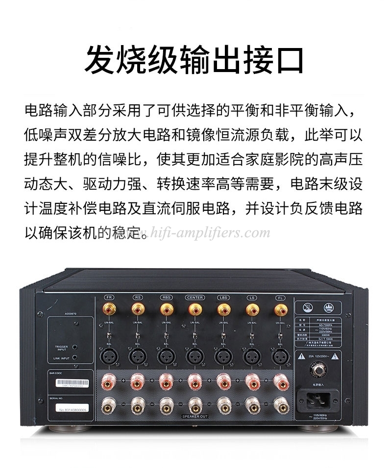 ToneWinner AD-7300PA+ Amplificatore di potenza pura a 7 canali Puntatore Voltmetro Amplificatore di potenza Home Theater 310 W/8 ohm