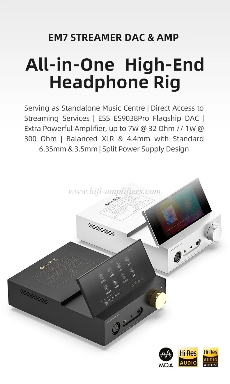 SHANLING EM7 Android 10 Lettore musicale desktop all-in-one AMP/DAC ES9038Pro chip Amplificatore per cuffie Bluetooth 5.0 PCM 384 DSD512