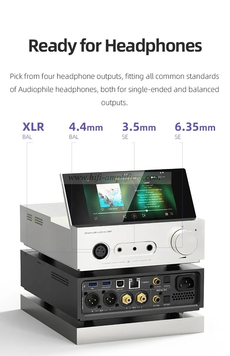SHANLING EM7 안드로이드 10 올인원 데스크탑 음악 플레이어 AMP/DAC ES9038Pro 칩 헤드폰 앰프 Bluetooth 5.0 PCM 384 DSD512
