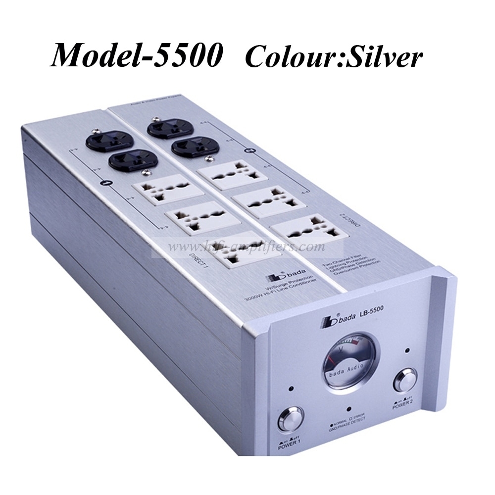 Bada LB-5500 HiFi Power Filter Plant Schuko Socket 8Ways AC Power Conditioner Audiophile Power Purifier with US Outlets